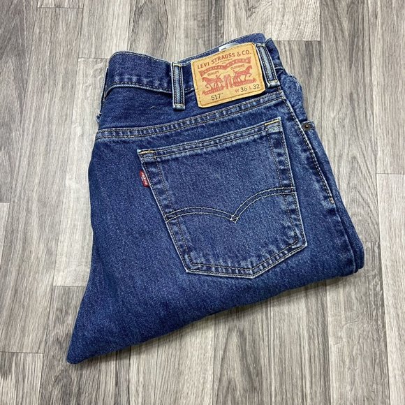LEVI'S 517 Straight Leg Dark Wash Blue Denim Jeans Men's Size W36 L32